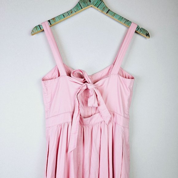 Madewell Pink Fleur Bow-Back Midi Apron Dress Sundress Button Hip Pockets, 2 - Picture 9 of 11